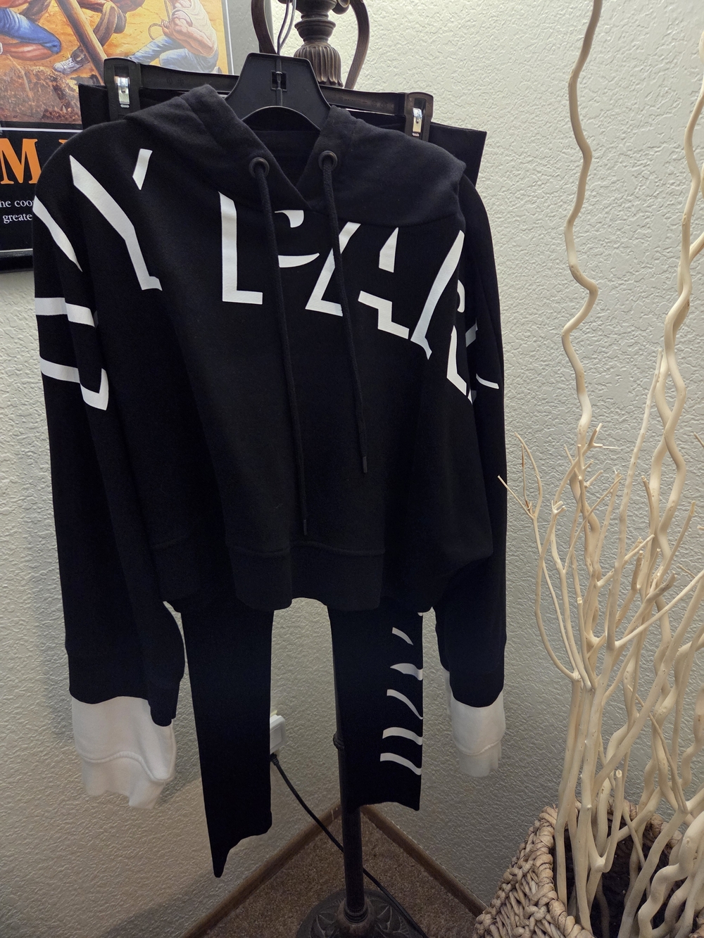 IVY PARK Black and White Cropped Hoodie with Logo